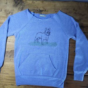 FRENCH BULLDOG HEATHER BLUE SWEATSHIRT SMALL
